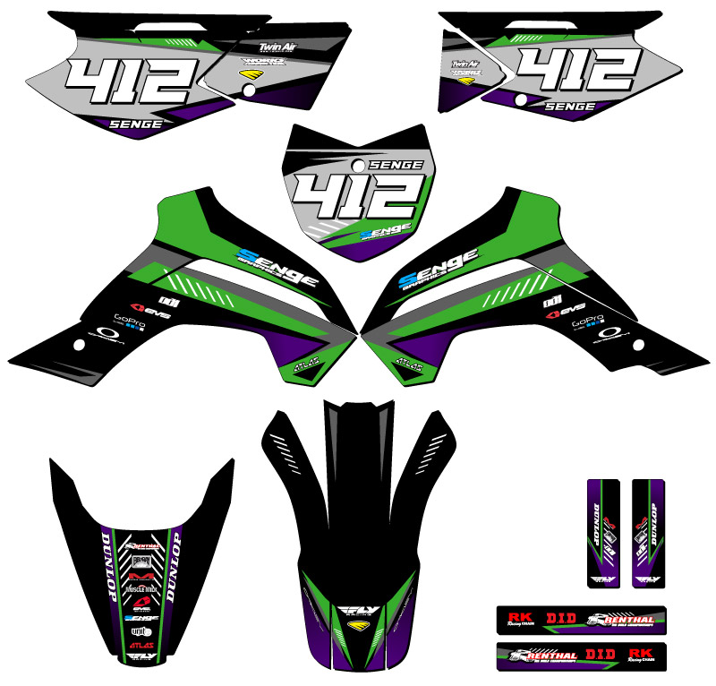 KLX 140 SURGE 2019-2020 Green Senge kit de gráficos compatible con Kawasaki - Imagen 8 de 10