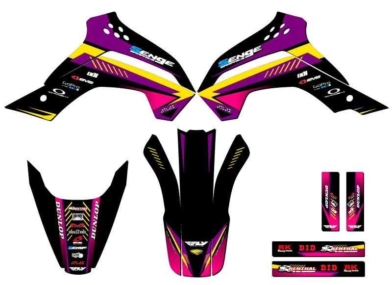 2008-2018 KLX 140 SURGE Purple Senge Graphics Kit Compatible with Kawasaki - Picture 2 of 10