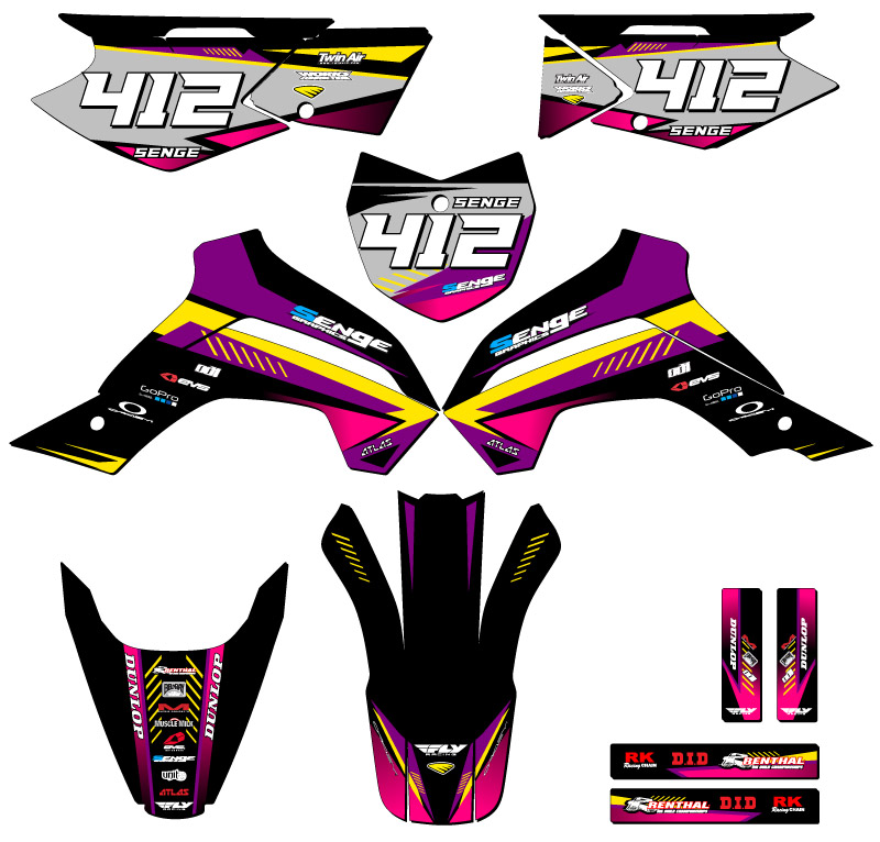 Kit de gráficos KLX 140 SURGE 2019-2020 púrpura compatible con Kawasaki - Imagen 8 de 10