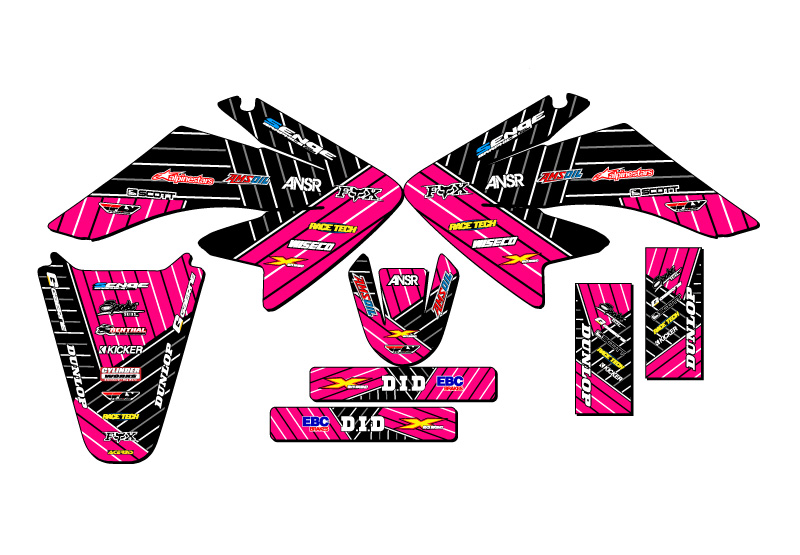 2004-2013 CRF 70 RACE SERIES Pink Senge Graphics Kit Compatible with Honda - Foto 2 di 10