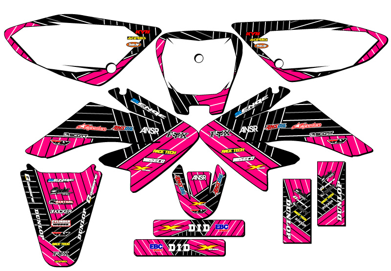 2004-2013 CRF 70 RACE SERIES Pink Senge Graphics Kit Compatible with Honda - Foto 5 di 10