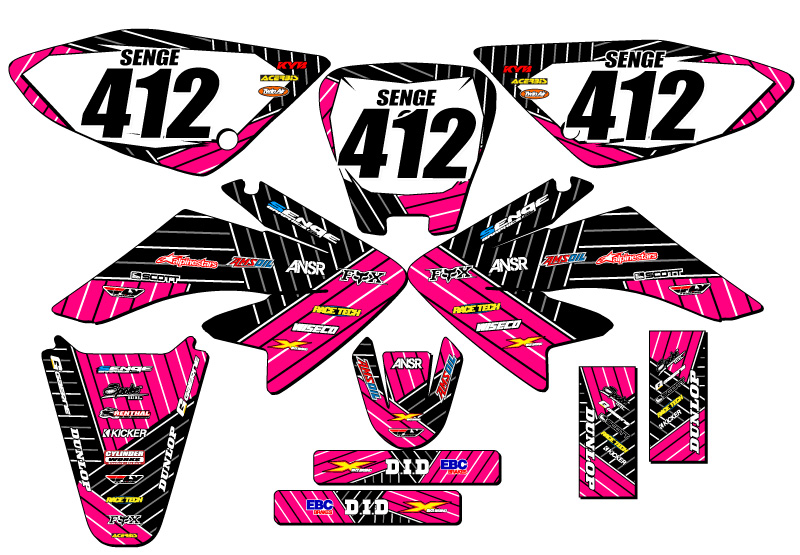2004-2013 CRF 70 RACE SERIES Pink Senge Graphics Kit Compatible with Honda - Foto 8 di 10