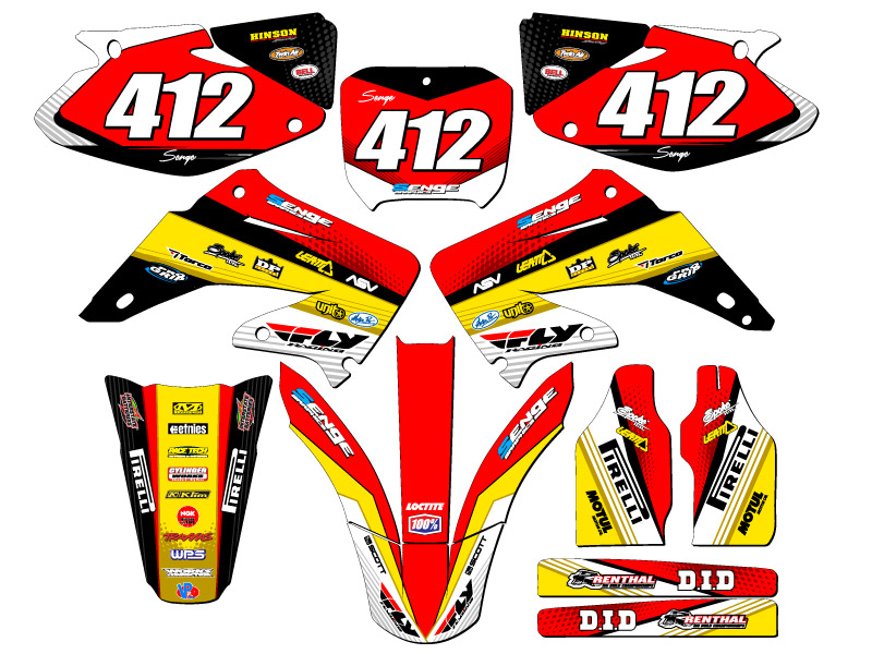 2002-2003 CR 250 R RICOCHET Yellow Senge Graphics Kit Compatible with Honda - Picture 8 of 10