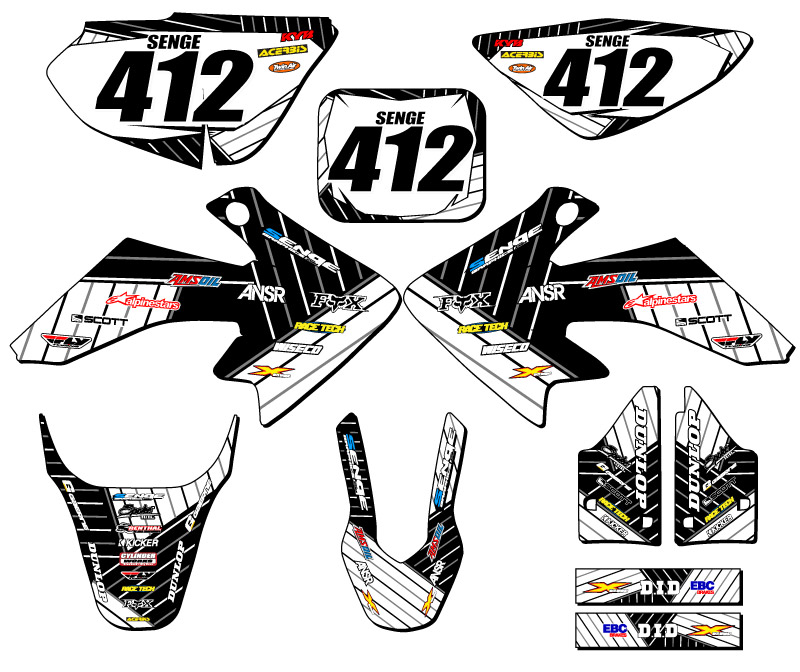 2004-2012 CRF 50 RACE SERIES White Senge Graphics Kit Compatible with Honda - Picture 5 of 10