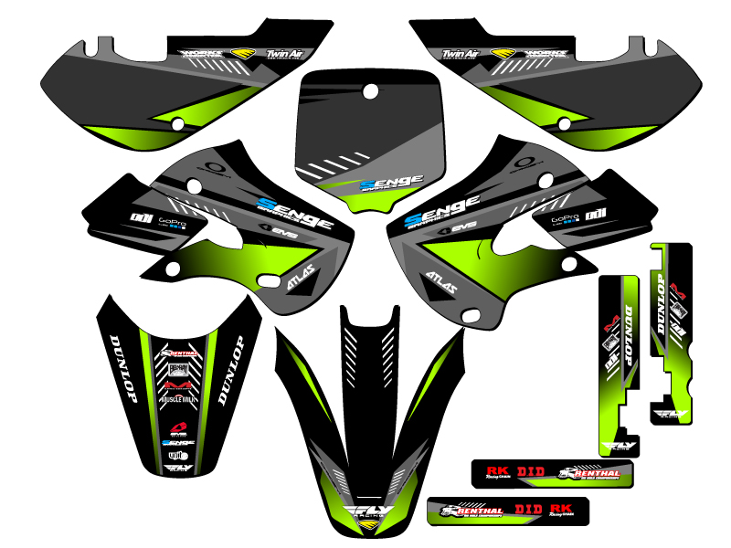 2002-2009 KLX 110 SURGE Black Senge kit de gráficos compatible con Kawasaki - Imagen 5 de 10