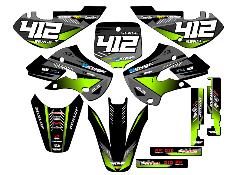 2002-2009 KLX 110 SURGE Black Senge kit de gráficos compatible con Kawasaki - Imagen 8 de 10