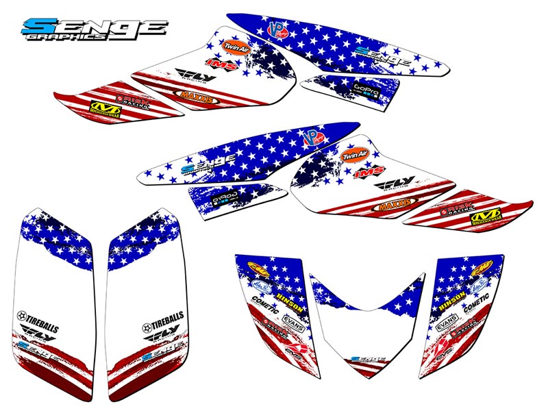 2006-2019 TRX 250EX MERICA Usa Senge Graphics Kit Compatible with Honda - Picture 2 of 7