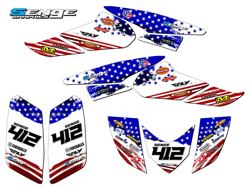 2006-2019 TRX 250EX MERICA Usa Senge Graphics Kit Compatible with Honda - Picture 5 of 7