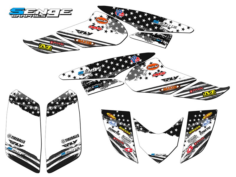2006-2019 TRX 250EX MERICA Grey Senge Graphics Kit Compatible with Honda - Picture 2 of 7