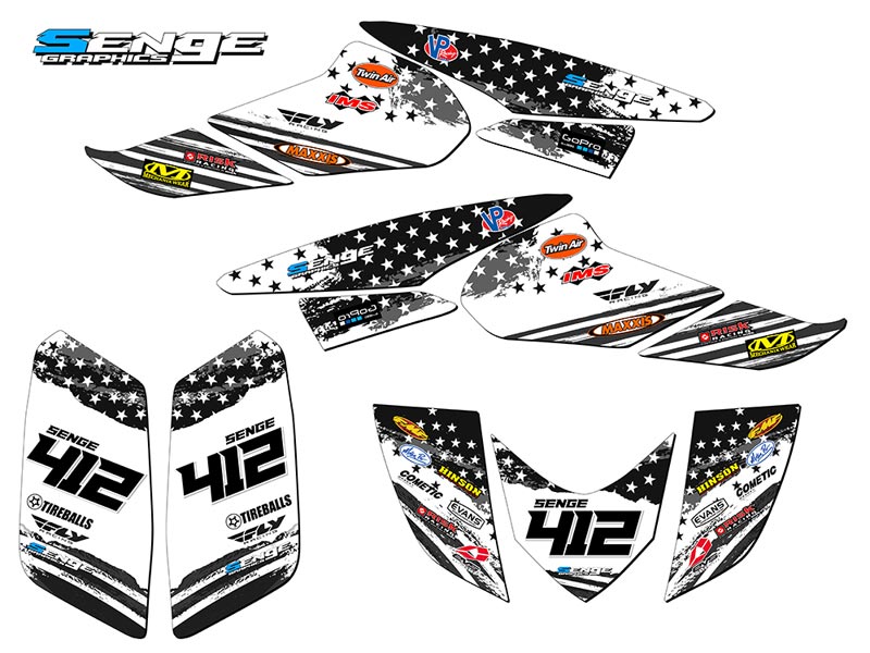 2006-2019 TRX 250EX MERICA Grey Senge Graphics Kit Compatible with Honda - Picture 5 of 7