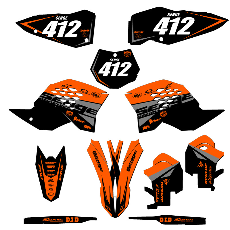2007-2010 SX BINARY Orange Senge Graphics Kit Compatible with KTM - Picture 8 of 10