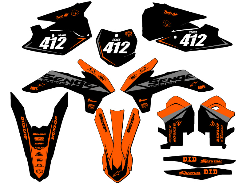 2013-2014 SX BINARY Orange Senge Graphics Kit Compatible with KTM - Picture 8 of 10