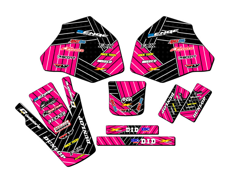 1985-2000 XR 80 RACE SERIES Pink Senge Graphics Kit Compatible with Honda - Bild 2 von 10