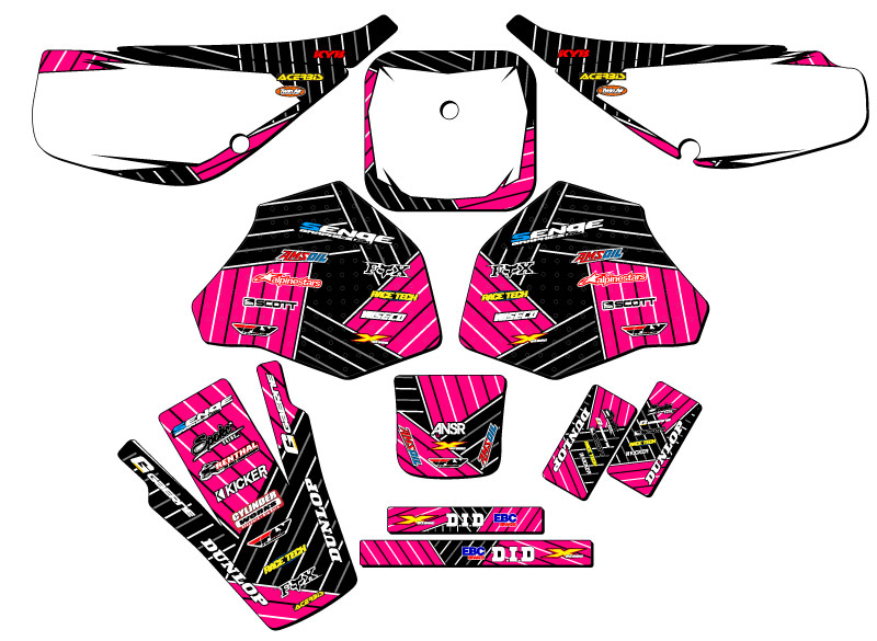 1985-2000 XR 80 RACE SERIES Pink Senge Graphics Kit Compatible with Honda - Bild 5 von 10