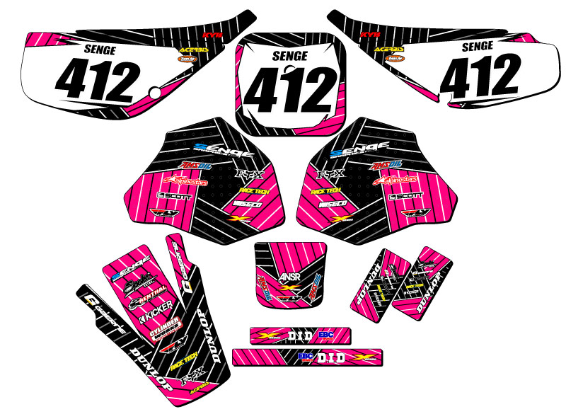 1985-2000 XR 80 RACE SERIES Pink Senge Graphics Kit Compatible with Honda - Bild 8 von 10