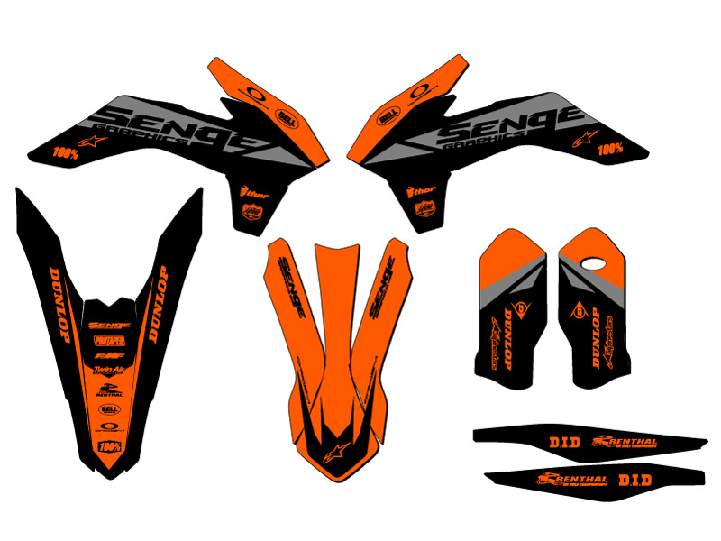2016 250 ONLY (EARLY MODEL) SX BINARY Orange Senge Graphics Kit Compatible with - Picture 2 of 10