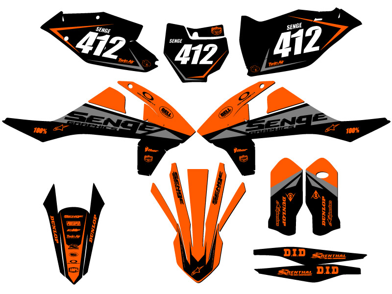 Kit de gráficos SX 2016 todo excepto 250 binario naranja Senge compatible con KTM - Imagen 8 de 10