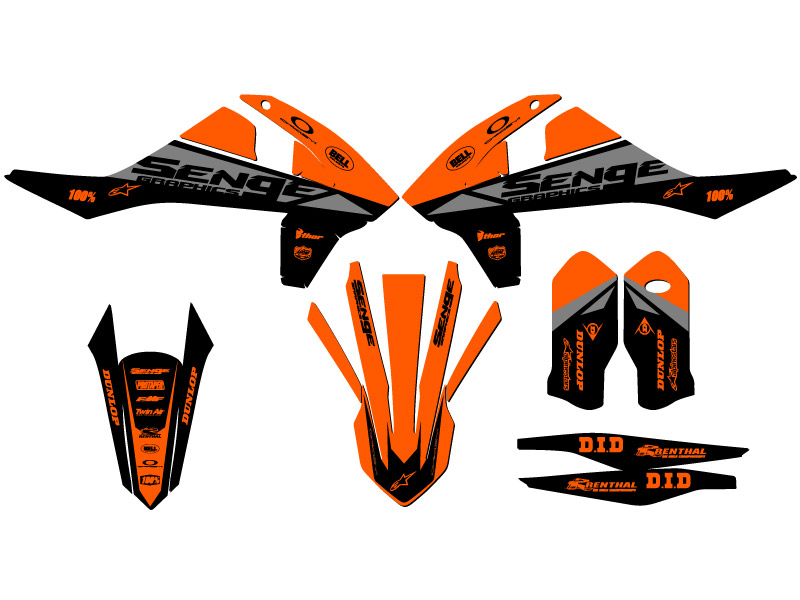 Kit de gráficos 125/150/250 SX BINARY Orange Senge 2017-2018 compatible con KTM - Imagen 2 de 10