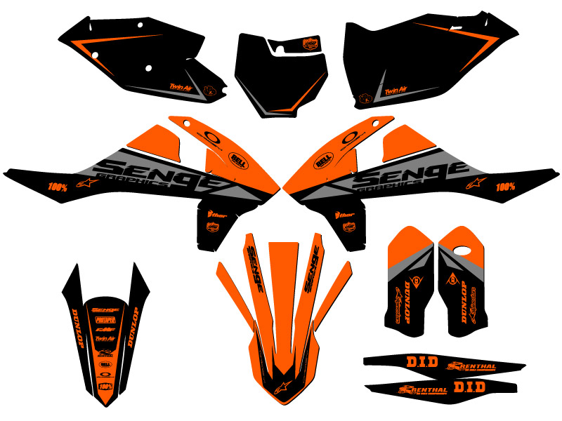 Kit de gráficos 125/150/250 SX BINARY Orange Senge 2017-2018 compatible con KTM - Imagen 5 de 10