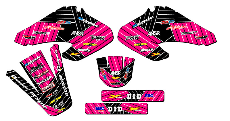 2001-2003 XR 70 RACE SERIES Pink Senge Graphics Kit Compatible with Honda - Picture 2 of 10