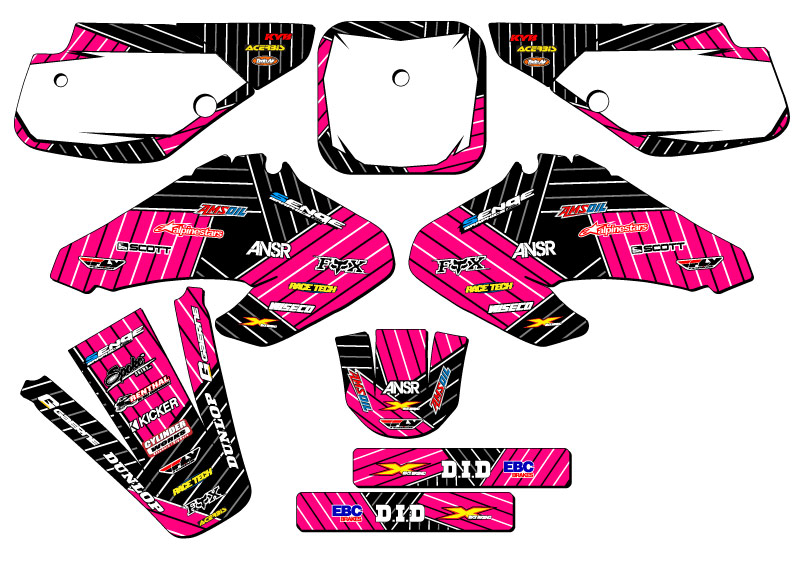 2001-2003 XR 70 RACE SERIES Pink Senge Graphics Kit Compatible with Honda - Picture 5 of 10