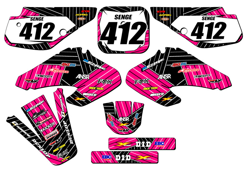 2001-2003 XR 70 RACE SERIES Pink Senge Graphics Kit Compatible with Honda - Picture 8 of 10