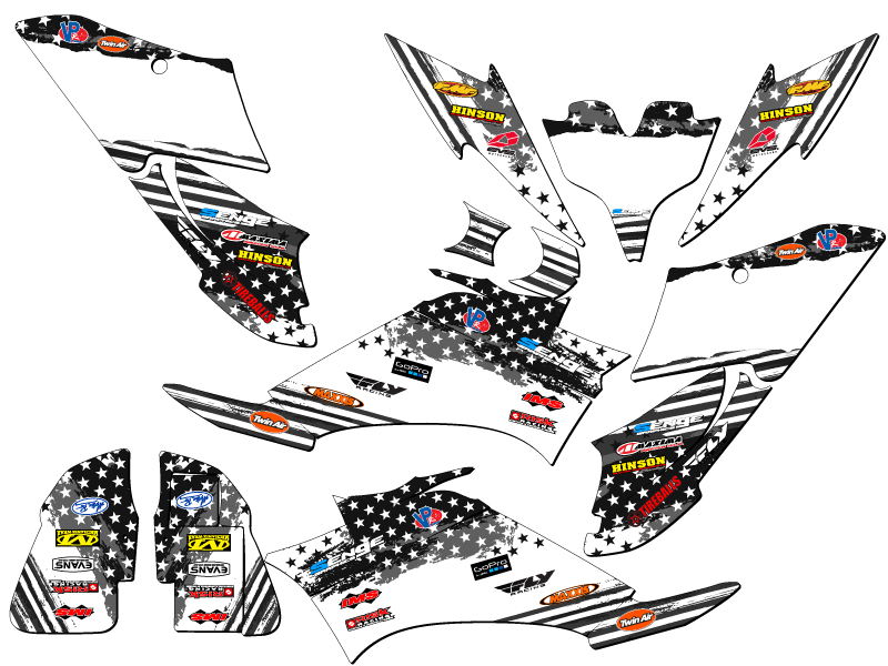All Years RAPTOR 250 MERICA Grey Senge Graphics Kit Compatible with Yamaha - Picture 2 of 7