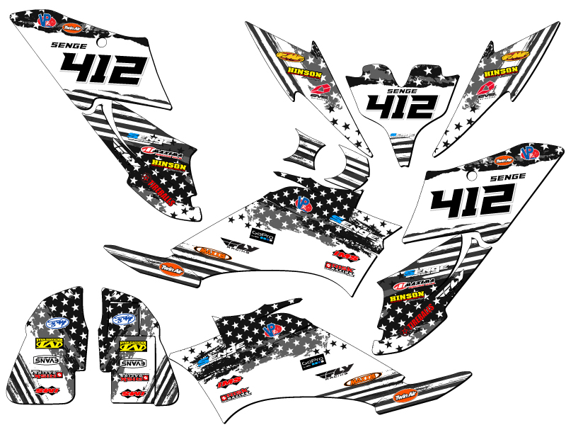 All Years RAPTOR 250 MERICA Grey Senge Graphics Kit Compatible with Yamaha - Picture 5 of 7