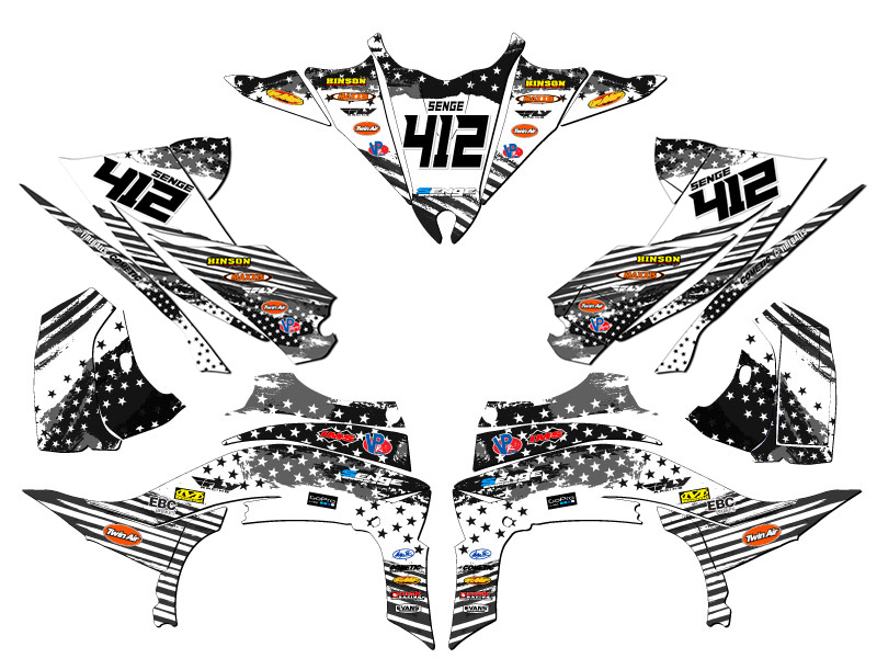 2014-2020 (YFZ 450R) YFZ 450 MERICA gris Senge kit de gráficos compatible con - Imagen 5 de 7