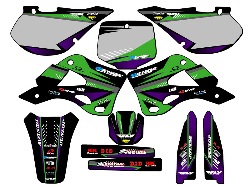 Kit de gráficos KX 250 SURGE 1999-2002 Green Senge compatible con Kawasaki - Imagen 5 de 10