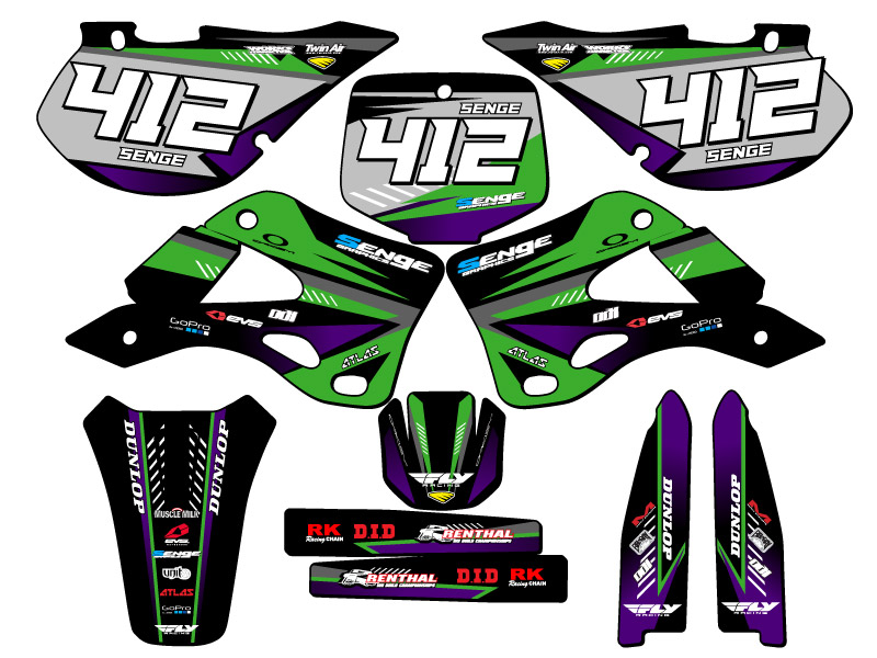 Kit de gráficos KX 250 SURGE 1999-2002 Green Senge compatible con Kawasaki - Imagen 8 de 10