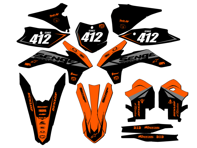 2013-2014 XCF BINARY Orange Senge kit de gráficos compatible con KTM - Imagen 8 de 10
