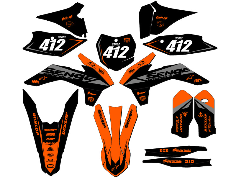 Kit de gráficos XCF BINARIO 2015 Orange Senge compatible con KTM - Imagen 8 de 10