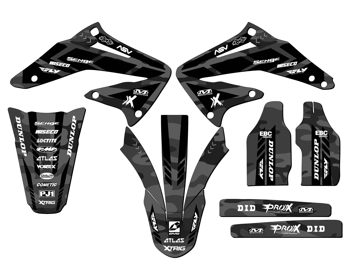 2002-2004 CRF 450 R APACHE Grey Senge Graphics Kit Compatible with Honda - Picture 2 of 10