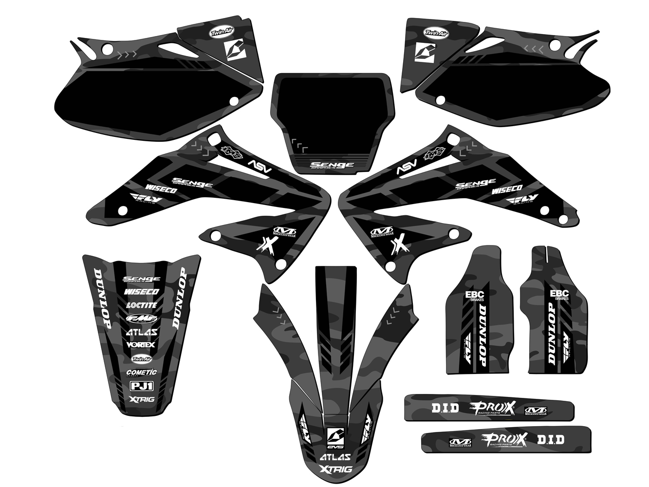 2002-2004 CRF 450 R APACHE Grey Senge Graphics Kit Compatible with Honda - Picture 5 of 10
