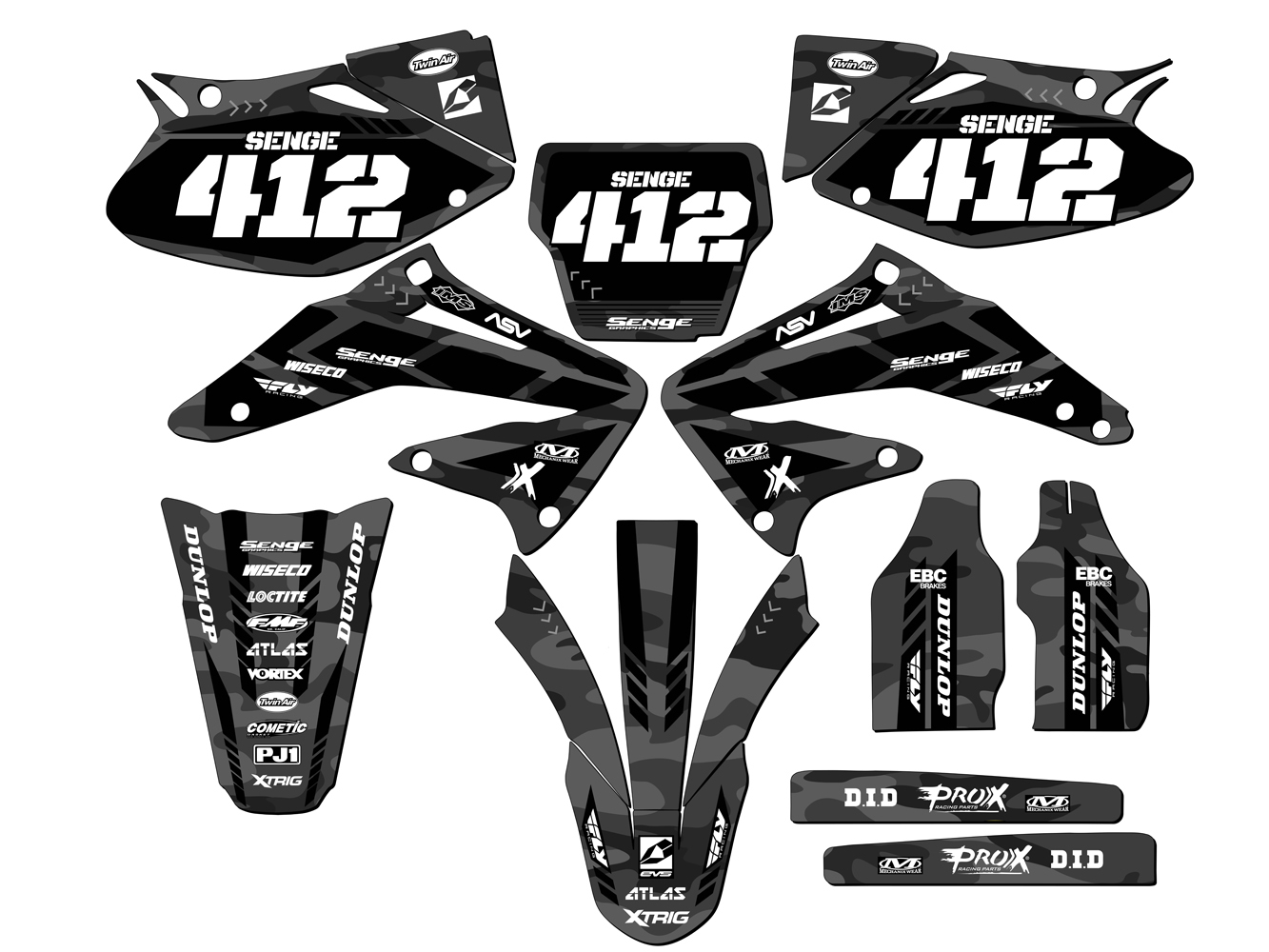 2002-2004 CRF 450 R APACHE Grey Senge Graphics Kit Compatible with Honda - Picture 8 of 10