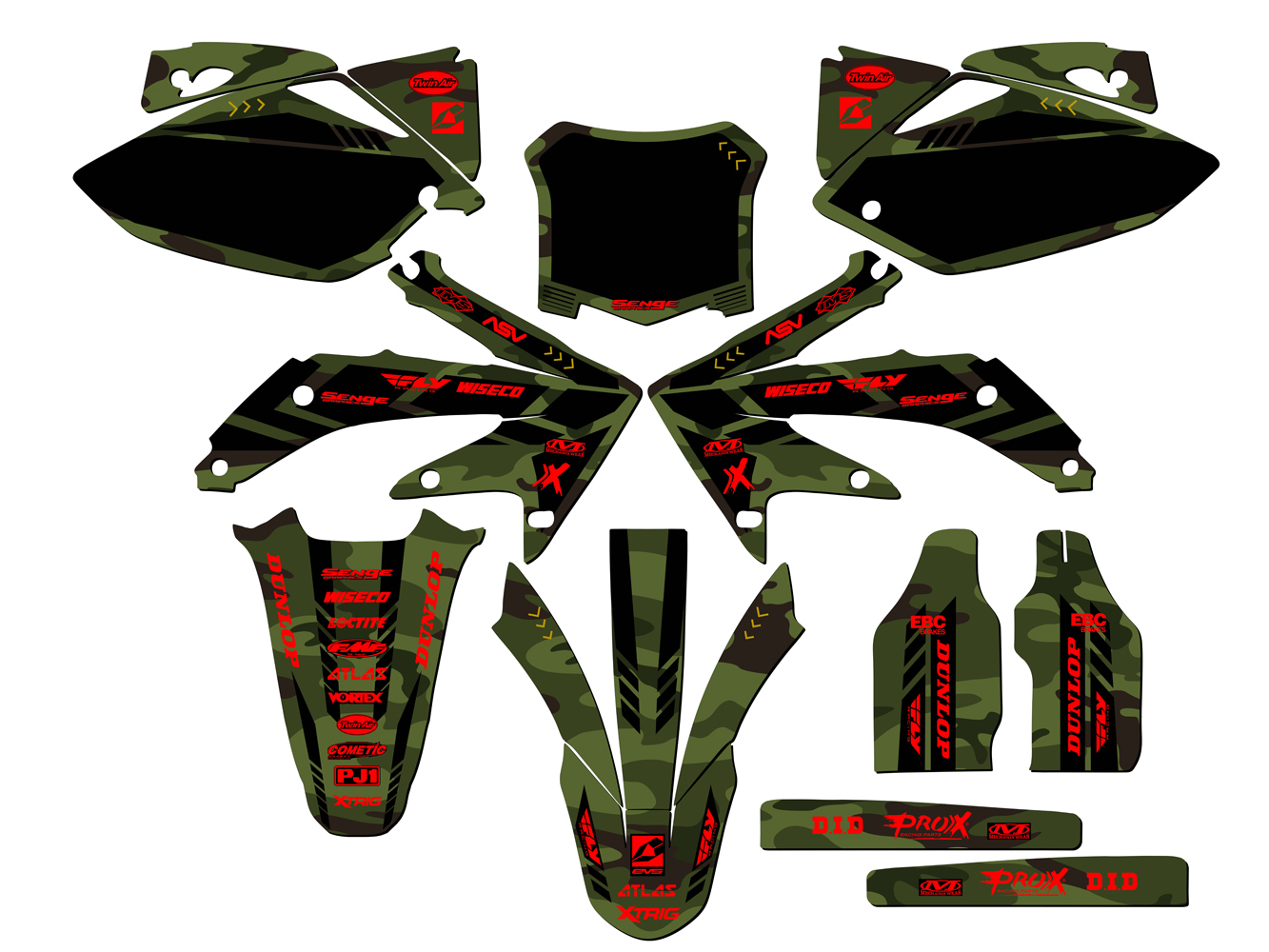 2008 CRF 450 R APACHE Green Senge Graphics Kit Compatible with Honda - Picture 8 of 10