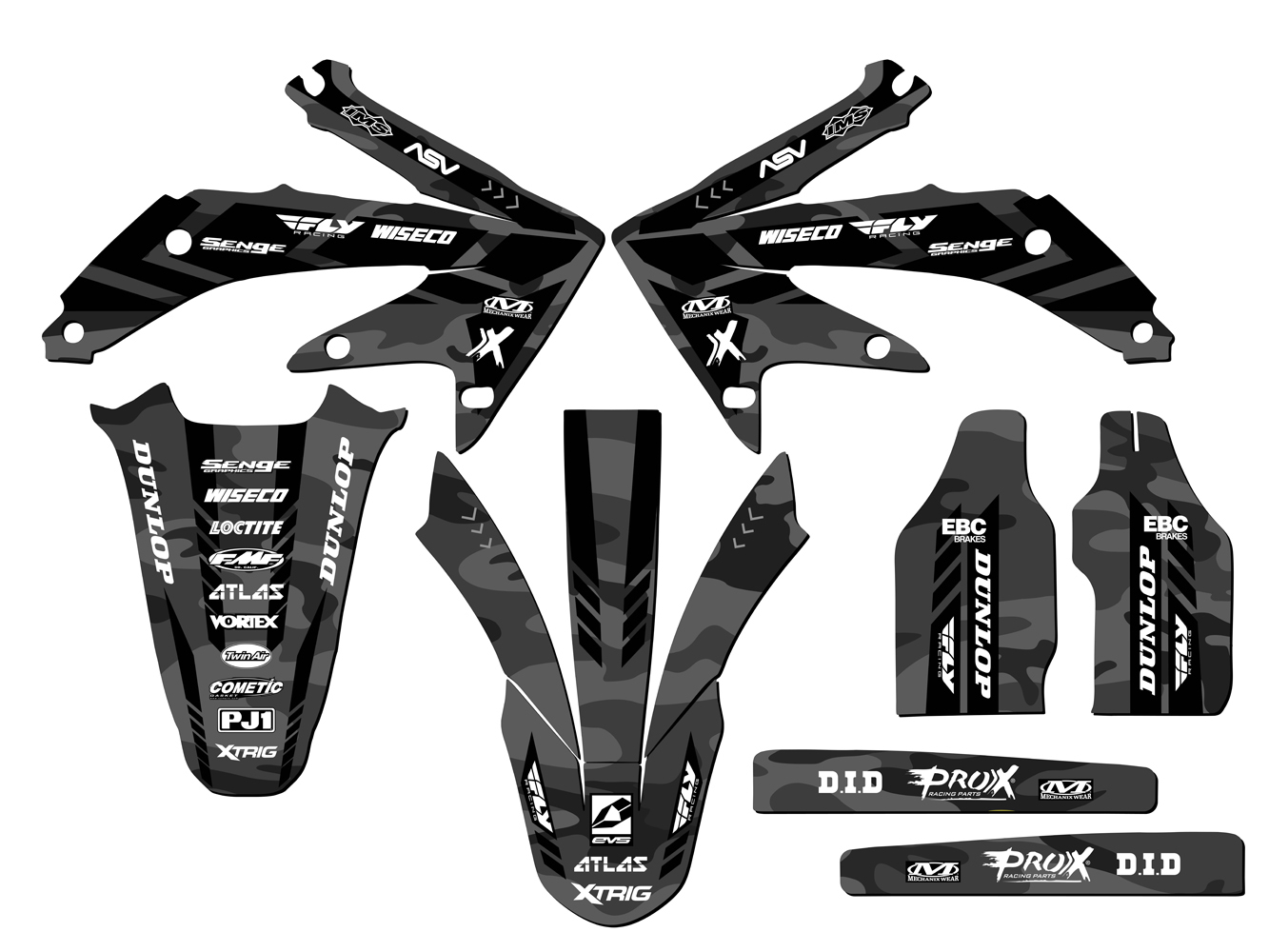 2008 CRF 450 R APACHE Grey Senge Graphics Kit Compatible with Honda - Picture 5 of 10