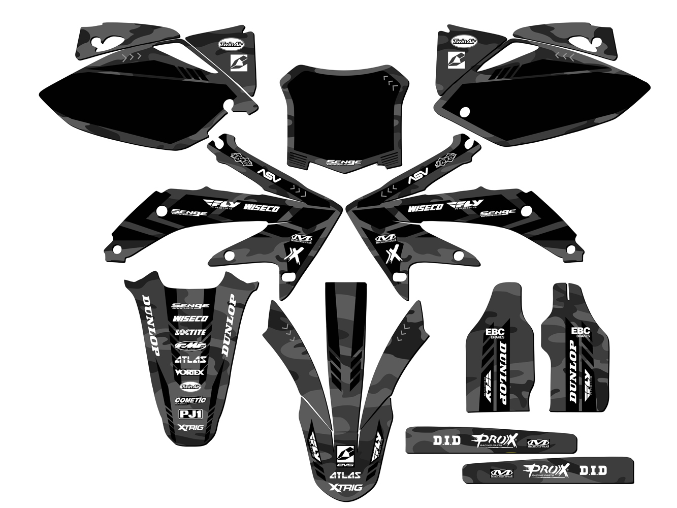 2008 CRF 450 R APACHE Grey Senge Graphics Kit Compatible with Honda - Picture 8 of 10