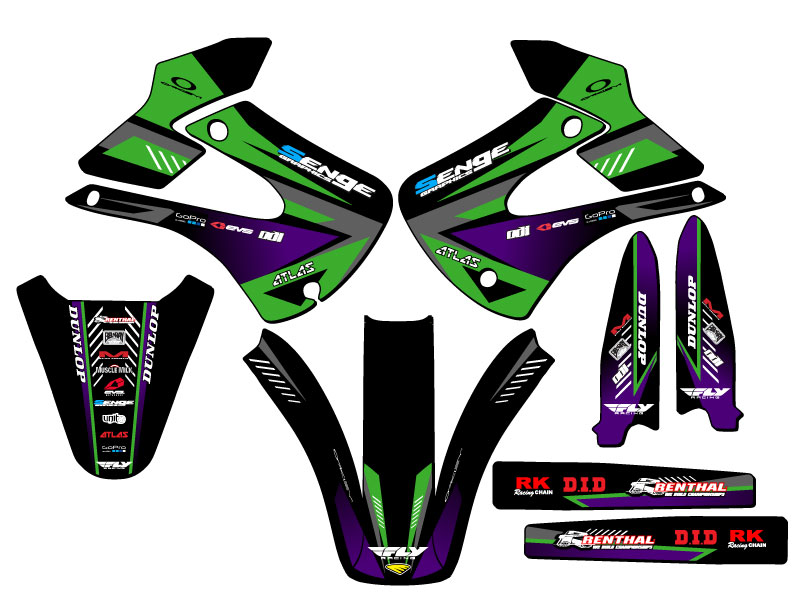 2001-2013 KX 100 SURGE Green Senge Graphics Kit Compatible with Kawasaki - Foto 2 di 10