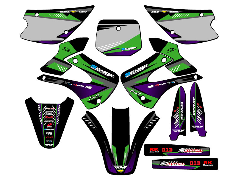 2001-2013 KX 100 SURGE Green Senge Graphics Kit Compatible with Kawasaki - Foto 5 di 10