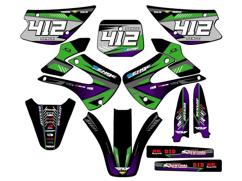 2001-2013 KX 100 SURGE Green Senge Graphics Kit Compatible with Kawasaki - Foto 8 di 10