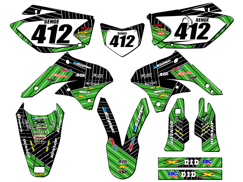 KLX 450 RACE SERIES 2008-2018 kit de gráficos Green Senge compatible con Kawasaki - Imagen 8 de 10
