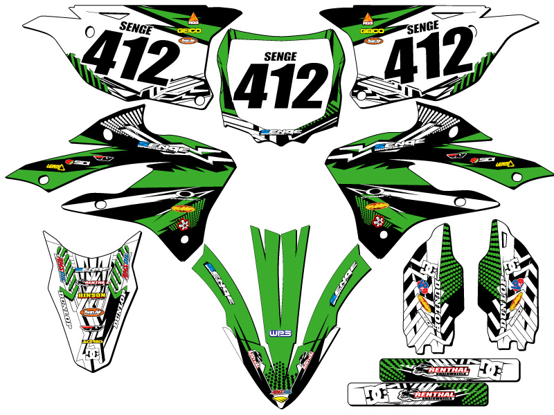 Kit de gráficos KX 112 MAYHEM 2022-2023 verde Senge compatible con Kawasaki - Imagen 8 de 10