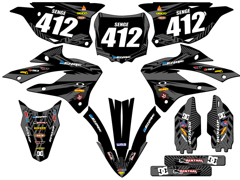 2022-2023 KX 112 MAYHEM Black Senge Graphics Kit Compatible with Kawasaki - Picture 8 of 10