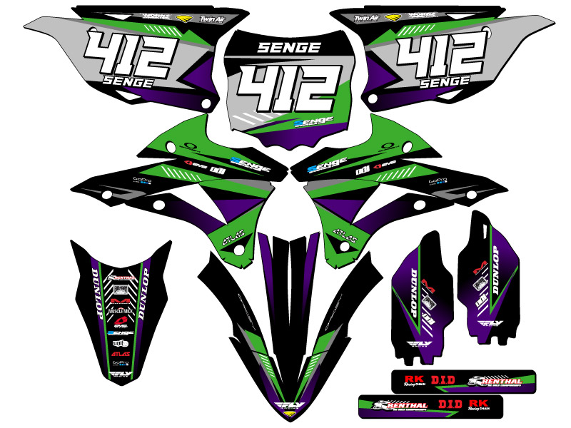 Kit gráfico KX 100 SURGE Green Senge 2014-2021 compatible con Kawasaki - Imagen 8 de 10