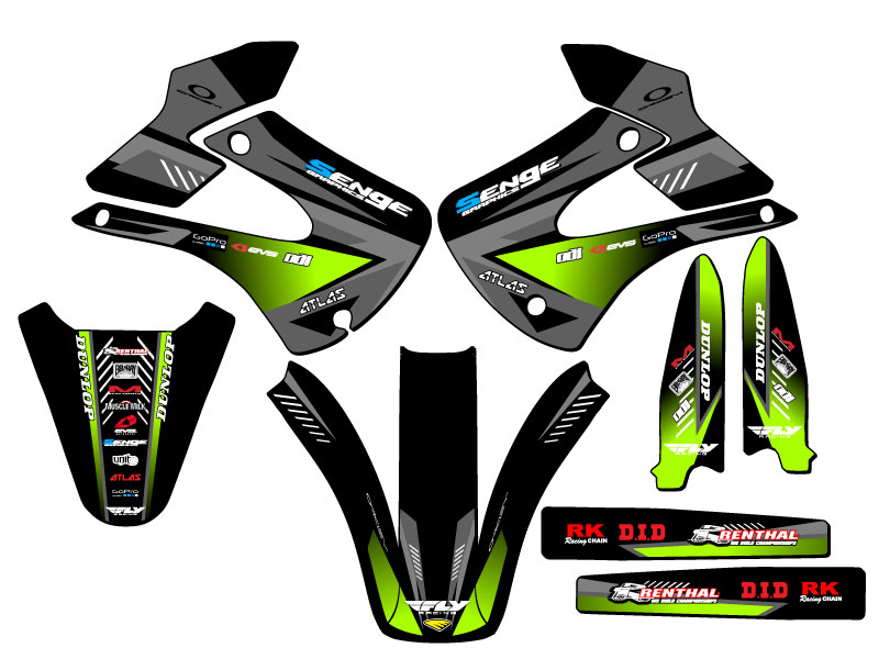 2001-2013 w/ UFO FENDERS KX 100 SURGE Black Senge Graphics Kit Compatible with - Picture 2 of 10