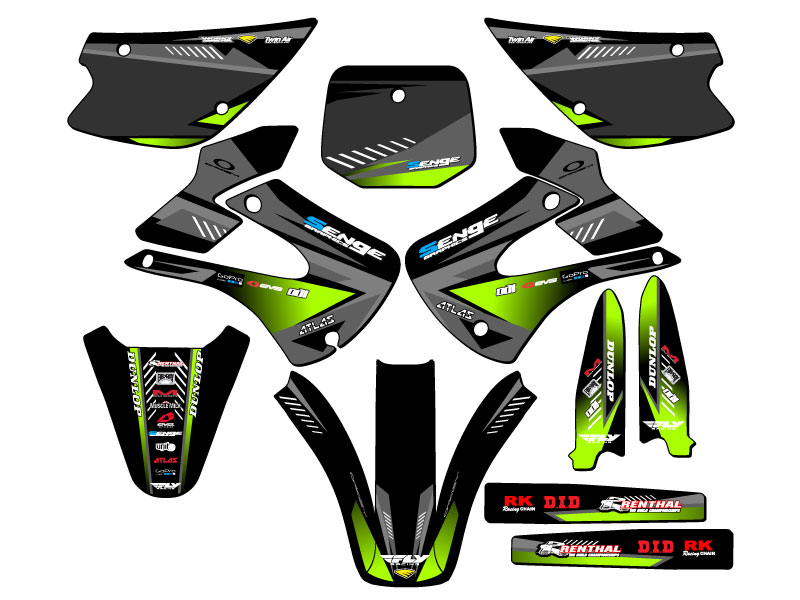 2001-2013 w/ UFO FENDERS KX 100 SURGE Black Senge Graphics Kit Compatible with - Picture 5 of 10