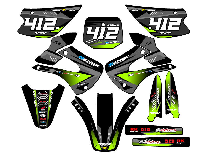 2001-2013 w/ UFO FENDERS KX 100 SURGE Black Senge Graphics Kit Compatible with - Picture 8 of 10