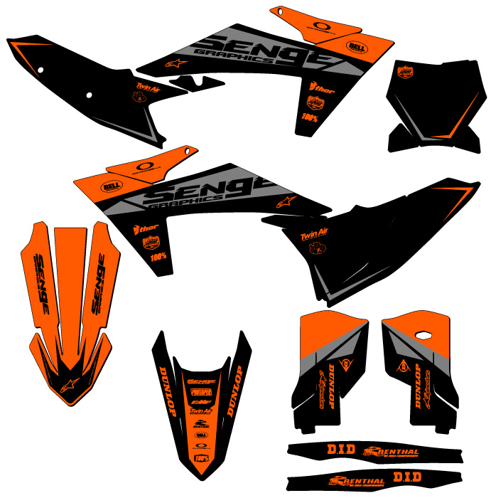 2023-2024 XC BINARY Orange Senge Graphics Kit Compatible with KTM - Picture 5 of 10